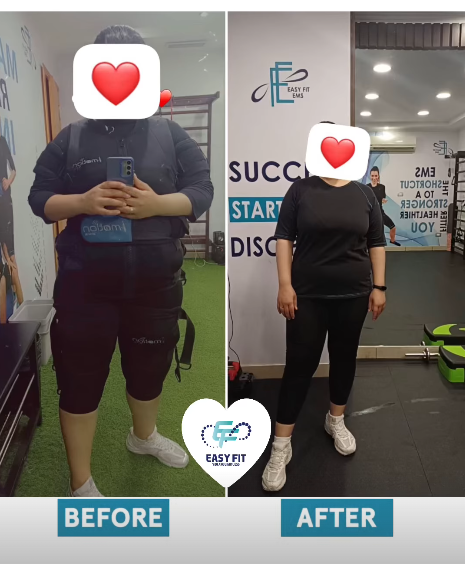EMS Progress before and after progress at Easy Fit Alexandria